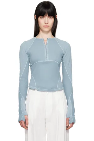 Hyein Seo Blue Half-Zip Raglan T-shirt
