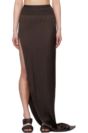Rick Owens Brown Hollywood Slit Maxi Skirt