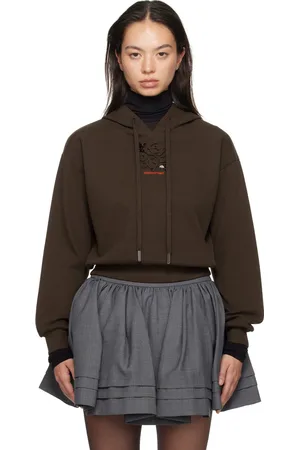 Shushu/Tong Brown Stereo Rose Embellished Hoodie