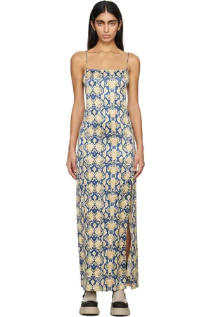 Ganni Blue & Yellow Snake Maxi Dress