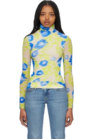 Ganni Green & Blue Long Sleeve Turtleneck