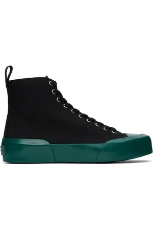 Jil Sander Black & Green High-Top Sneakers
