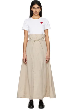 Y-3 Tan Crinkled Maxi Skirt