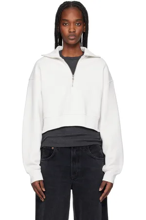 AGOLDE Off-White Bethan Quarter Zip Sweatshirt