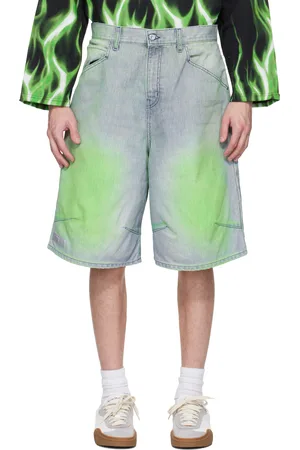 PDF Blue & Green Knee Denim Shorts