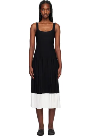Staud Black & White Ellison Midi Dress