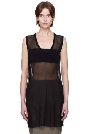 Rick Owens Black Hollywood V Neck SL Tank Top