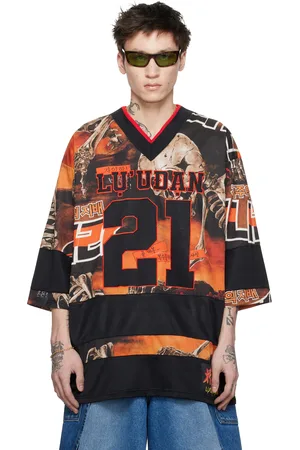 LU’U DAN Black & Orange Hockey L-D T-shirt