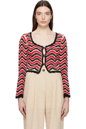 Ganni Red Chevron Cardigan