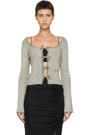 Ganni Silver Sparkle Rib Blouse