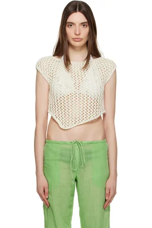 OPEN YY Off-White Asymmetric Tank Top
