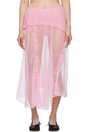 Simone Rocha Sheer Ruffle Frill Multi Seam Midi Skirt