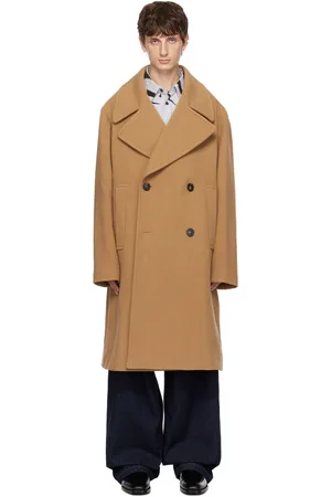 DRIES VAN NOTEN Tan Double-Breasted Coat