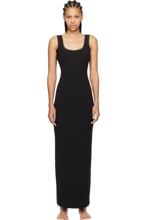 SKIMS Black Soft Lounge Lace Scoop Neck Maxi Dress