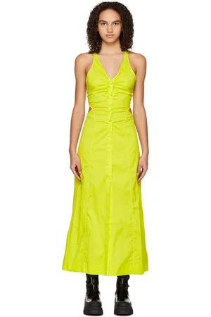 Ganni Yellow Criss-Cross Maxi Dress