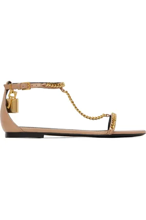 Tom Ford Beige Padlock Chain Flat Sandals