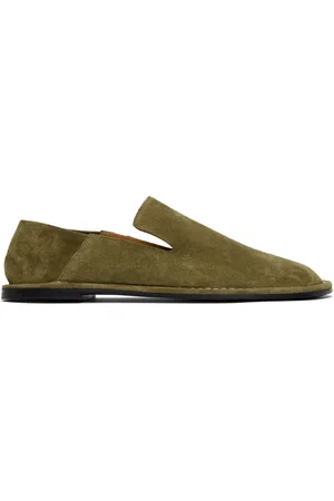 Ami Khaki Leather Midi Slippers