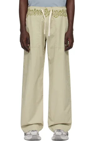 Palm Angels Khaki Waist Logo Loose Cargo Pants