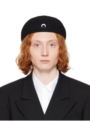 Marine Serre Black Moon Felted Wool Beret