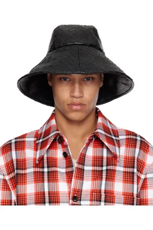 Bottega Veneta Black Intrecciato Leather Bucket Hat