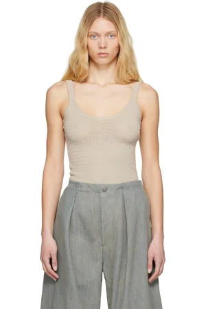 Lauren Manoogian Beige Stretch Pointelle Tank Top