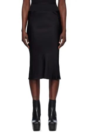 Rick Owens Black Hollywood Knee Bias Midi Skirt