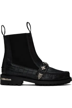 TOGA VIRILIS Black Croc Chelsea Boots