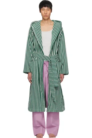 Tekla Green Terry Hooded Bathrobe