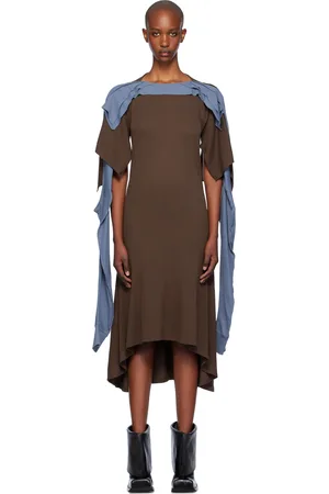 Kiko Kostadinov Brown & Blue Circe Midi Dress
