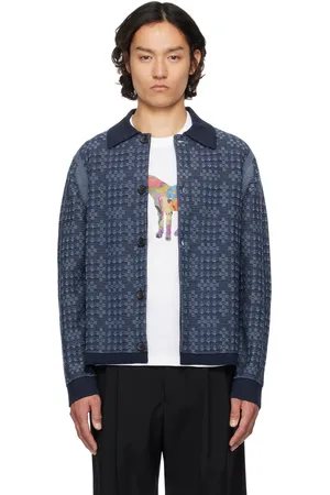 Paul Smith Navy Geo Cotton Cardigan