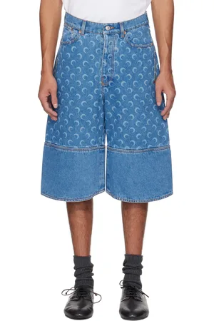 Marine Serre Blue Moon Laser Denim Shorts