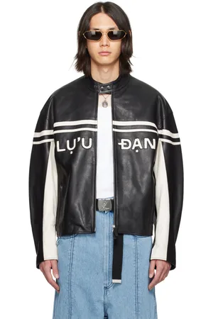 LU’U DAN Black & White Paneled Leather Jacket