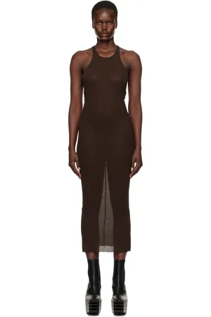 Rick Owens Brown Hollywood Tank Midi Dress