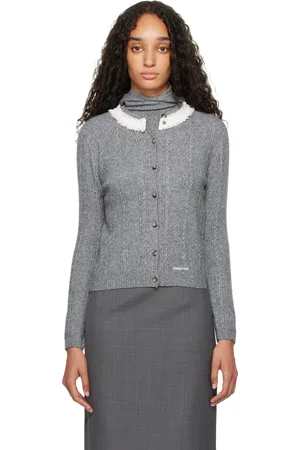 Shushu/Tong Gray Collar Embellished Cardigan