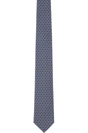 Salvatore Ferragamo Navy Gancini Print Silk Tie