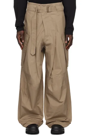 FFFPOSTALSERVICE Beige Wide Belted Draped Pocket Trousers
