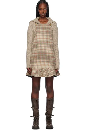 Ganni Beige Check Minidress