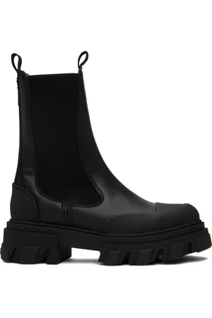 Ganni Black Cleated Mid Chelsea Boots