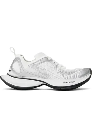 Balenciaga White & Silver Circuit Sneakers