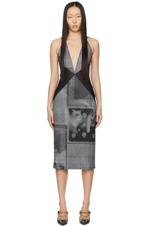 Miaou Black & White Joan Midi Dress