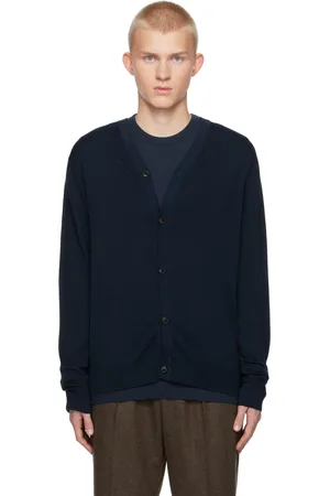 Sunspel Navy Extra‑Fine Merino Cardigan