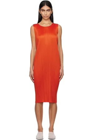 PLEATS PLEASE ISSEY MIYAKE Orange Monthly Colors July Midi Dress
