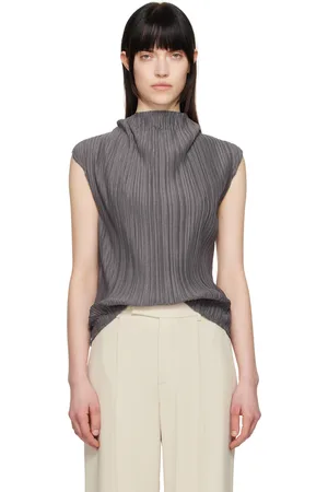 LE 17 SEPTEMBRE Gray Pleated Cowl Neck Top