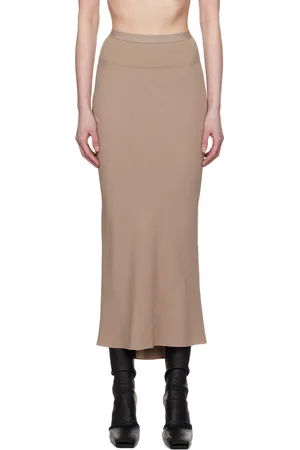 Rick Owens Taupe Hollywood Calf Bias Maxi Skirt
