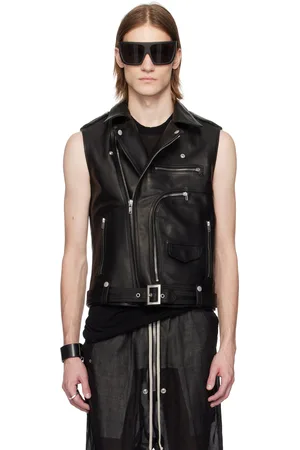 Rick Owens Black Hollywood SL Bauhaus Stooges Leather Vest
