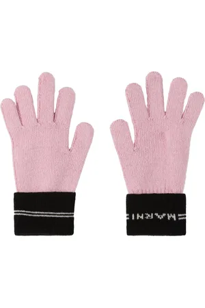 Marni Kids Pink Knit Wool Mix Stripe Gloves