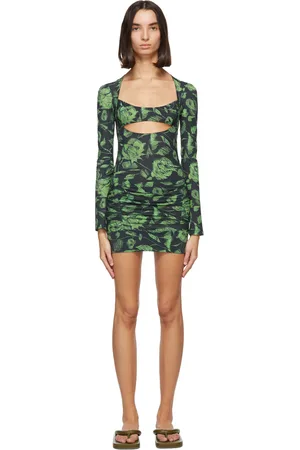 KNWLS SSENSE Exclusive Black & Green Scant Dress