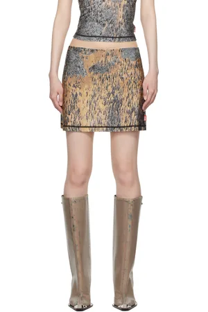 Diesel Beige & Gray O-Kory Miniskirt