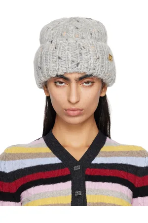 Ganni Gray Chunky Handknit Beanie