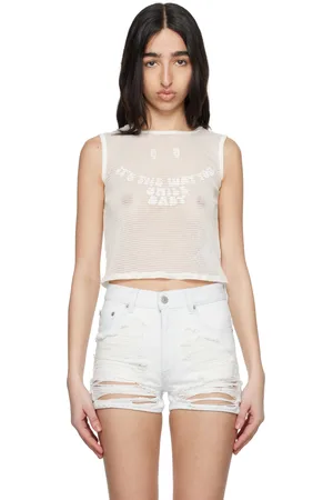 Maison Margiela White Cotton Mesh Tank Top